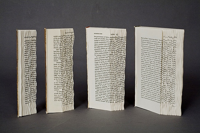 altered, alter, altered book, altered bookwork, bookworks, unique, one of a kind, cut paper, facebook, political art, installation, paper sculpture