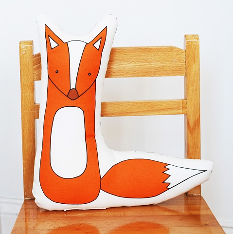 printed fox pillow