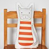 printed cat pillow with cinnamon stripes