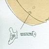 "metal plate, wooden disk"