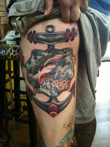 rod tattoo great white vs saw shark rod tattoo great white vs saw shark