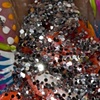 fluorescent  on orange with sparkles