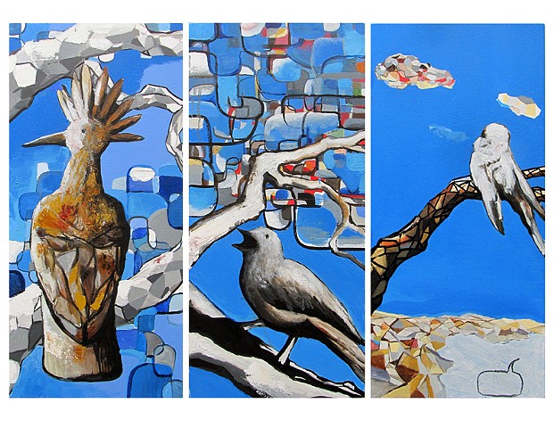 Jordan Quintero, Painting, Contemporary Art, Birds, Contemporary Figurative Painting, Mythological Art, Surrealist Art, Urban, Organic, Street Art, Trees, Transformation, Visonary Art
