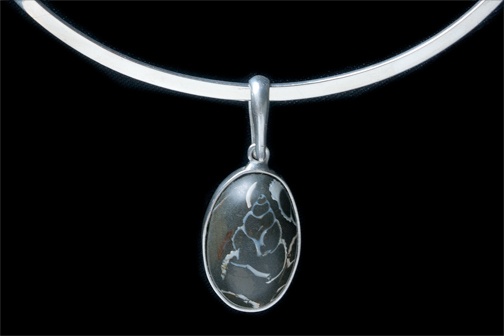 052 Marine Fossil & Sterling Pendant