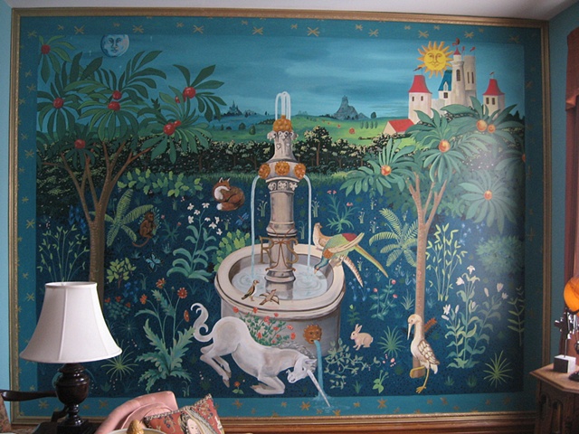 Tapestry mural.