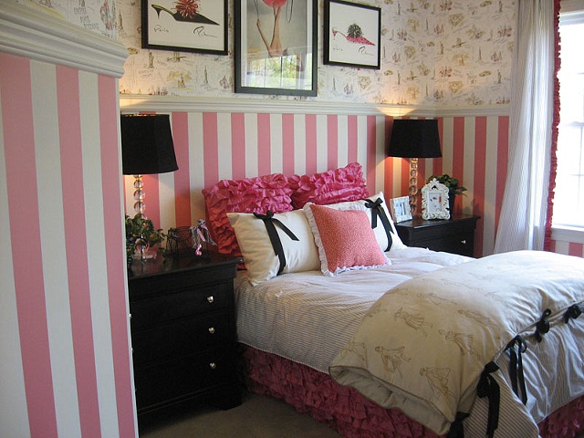 pink stripes bedroom paint by the design deli
