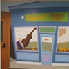 Detail of church 'Main street' mural.
