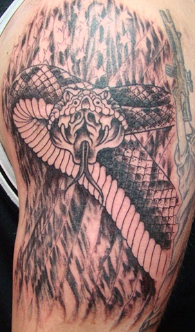 saints and scholars tattoos blake s rattlesnake in progress saints and scholars tattoos blake s rattlesnake in progress