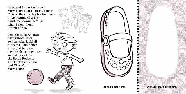 kickball, activity book, girls shoes, retro illustration, shoe illustration, children's book illustration