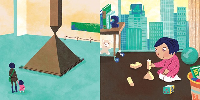 MoMA, penthouse, sculpture, NY apartment, mother and daughter, asian baby, numbers, blocks, gallery, play room, view