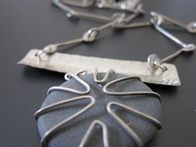 beach stone, sterling, sterling silver, argentium, hand-made, one of a kind