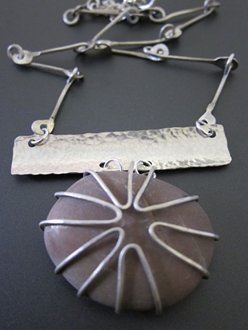 beach stone, sterling, sterling silver, argentium, hand-made, one of a kind