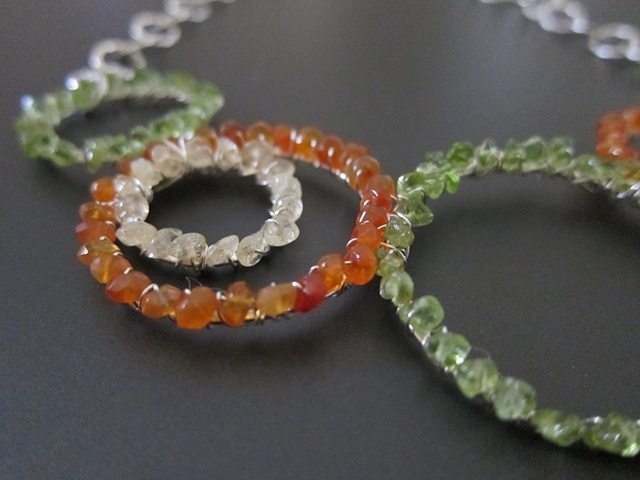 IC Peridot, Carnelian and Silver Necklace