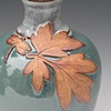 Aqua Leaf Vase with Dragonfly