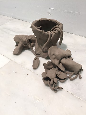 Why am I unable to represent what is so clear to me when I close my eyes? (Clay sculptures representing, as best I could, a watercolor by Ellsworth Kelly)