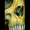 yellow watercolor skull