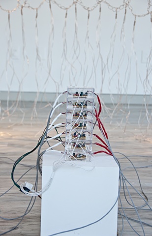 An interactive installation for one to seven people that is loosely reminiscent of the childhood game/ritual 'Telephone'.