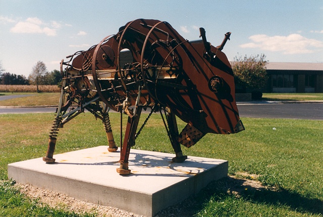 collaborative art project using recycled materials with elementary school by Joe LaMantia