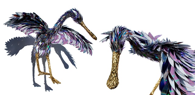 sean e avery cd sculpture mixed media sculpture shiny sculpture the spoonbill cd fragment art