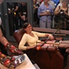 Jessica Jane Julius in the glass recliner bench