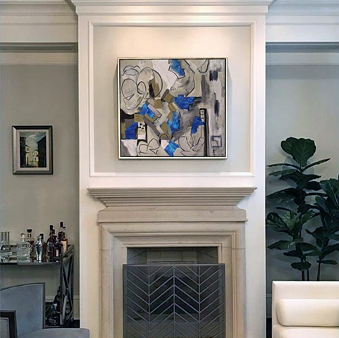 Installation view of "Seated Figures in Urban Landscape"
