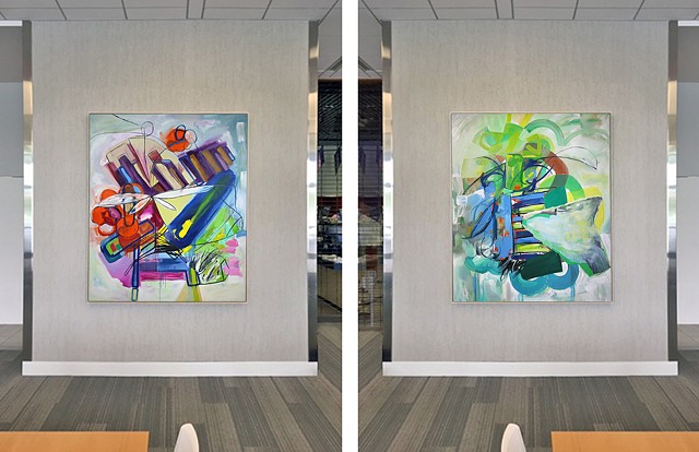 Installation view of "Study 13, Variation 4" and Study 10, Variation 3"