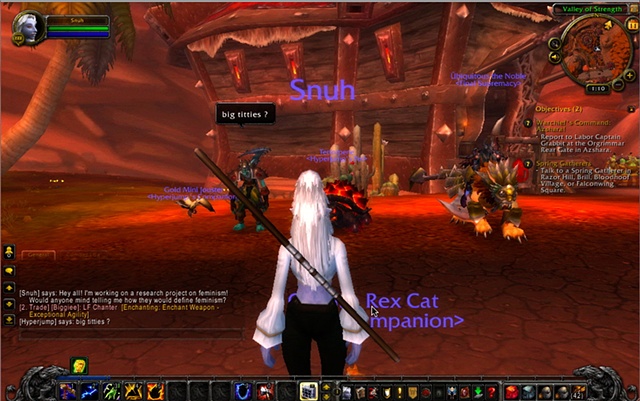 Snuh: Asking the World of Warcraft community (or one of them) to provide me with their definitions of feminism and feminists.