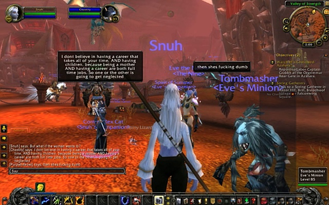 Snuh: Asking the World of Warcraft community (or one of them) to provide me with their definitions of feminism and feminists.