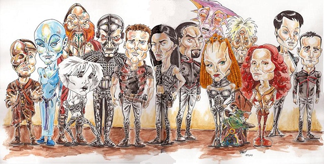 Farscape cast caricature