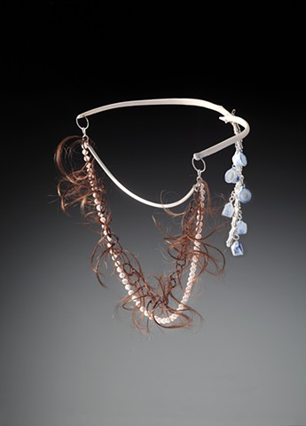 Smulovitz Tangible Hope 2, sterling silver, hair, bone, pearls, 2016