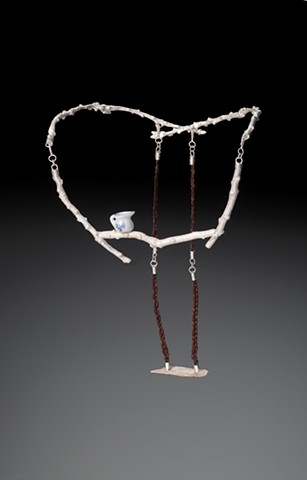 Smulovitz Tangible Hope, sterling silver, hair, porcelain tea set