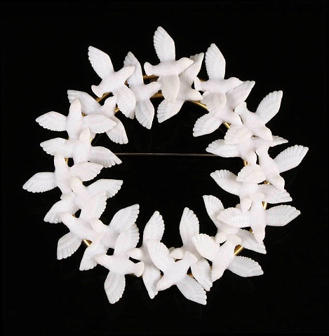 Anika Smulovitz, white dove, wedding series, gold brooch, jewelry, sterling silver