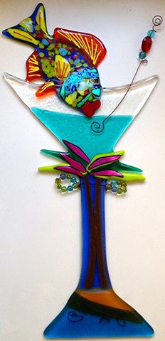 Splish Splash Martini Glass!
Details:
Measures about 18 inches high & 9 inches wide. Hangs on wall beaded wire loops on sides.