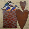 mixed media 3  birds 2 hearts