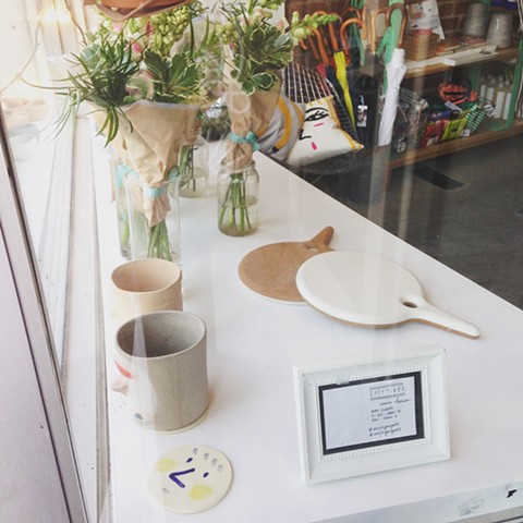 Cork / Corian boards at Easy Tiger Goods in Toronto