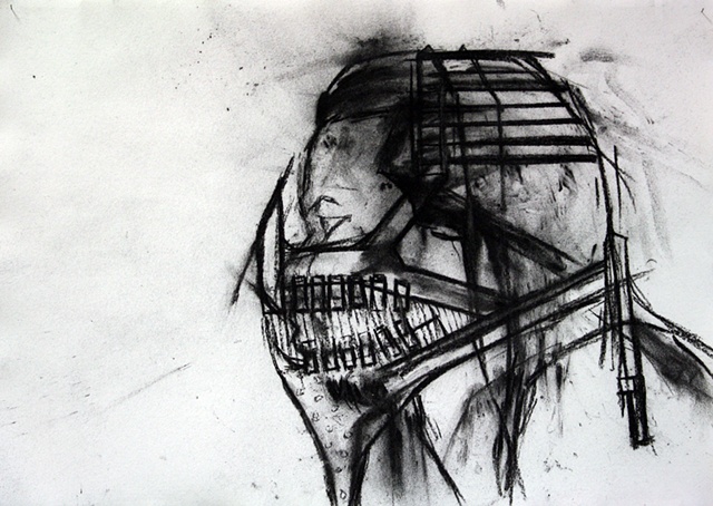 Armor, drawing, art, graphite, paper, figure, bobby english, jr, suspension