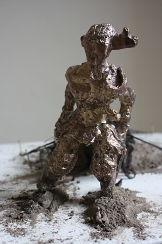 Bronze, Sculpture, Figure, Ash, dust, death, mourn, hurt, pain, bobby english, Jr