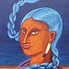 Native girl takes performance break on Mississippi river boat near Memphis. 