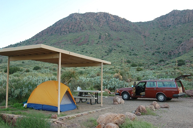 Camping in New Mexico at Rock Hound State Park, en route from San Diego to Chicago