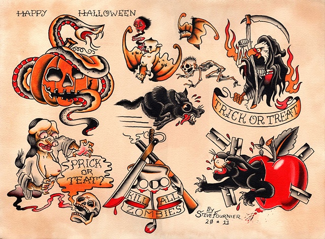 steve fournier tattooer artist halloween 2011 flash sheet steve fournier tattooer artist halloween 2011 flash sheet