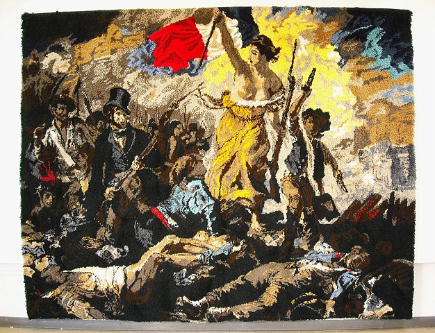 Latch hook rug based on a painting by Eugene Delacroix