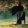 Poet Sitting by Tree in Chair, 1975