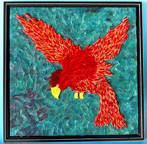 Bird in Flight Mosaic Art Stacked Glass
