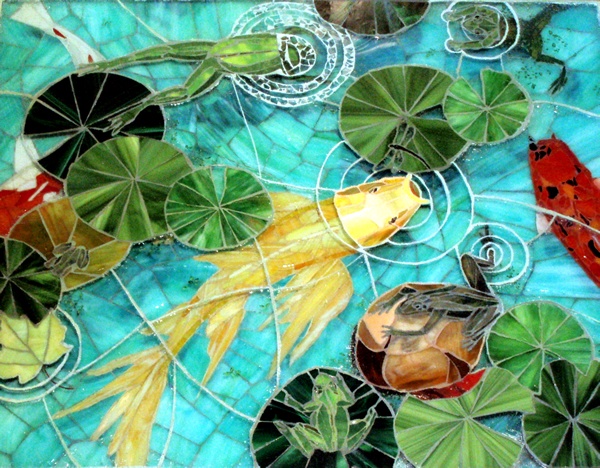 Frog Pond Mosaic Art Table Stained Glass