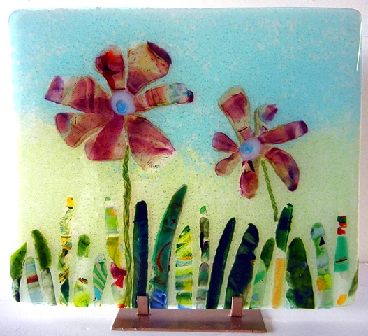Fused Glass Art Rose Hawley Flower