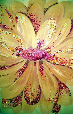Yellow Flower Painting Mosaic Art
