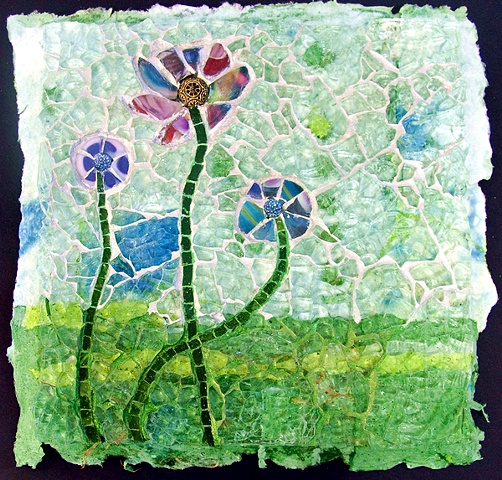 Tempered Glass Mosaic Flowers Marian Shapiro