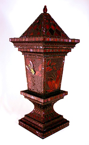 Mosaic Vessel Urn Red Lin Schorr