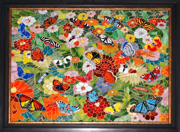 Butterfly Butterflies Fused Glass Mosaic Art Wong