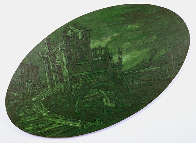 Sliding landscape (cadmium green),
Source: Cappricio Notturno, Canaletto, 1722
Collection: Alessandro Morandotti, Rome